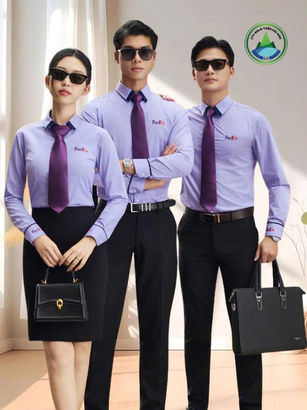 Đồng Phục Áo Sơ Mi Dài Tay Kẻ Tím
