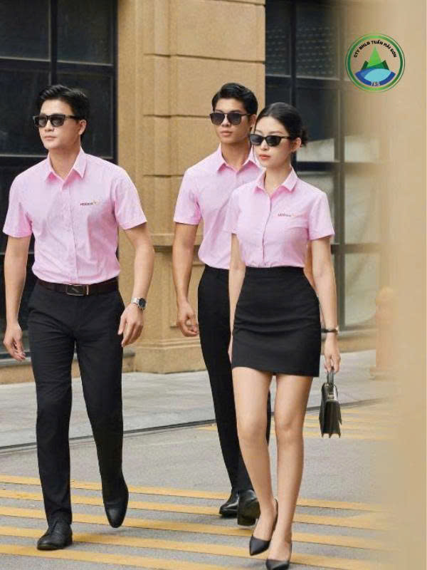 Áo Sơ Mi Đồng Phục Công Sở Ngắn Tay Kẻ Hồng