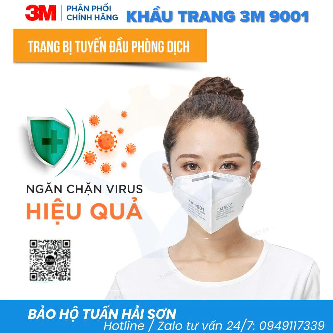 Khẩu Trang 3M 9001 Kháng Khuẩn, Bụi Mịn Tiêu Chuẩn KN90